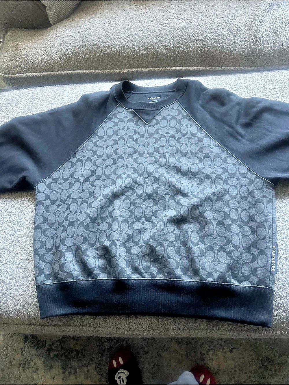 Great Condition Mens Coach Essential Signature Crewneck LogoPullover Black Large